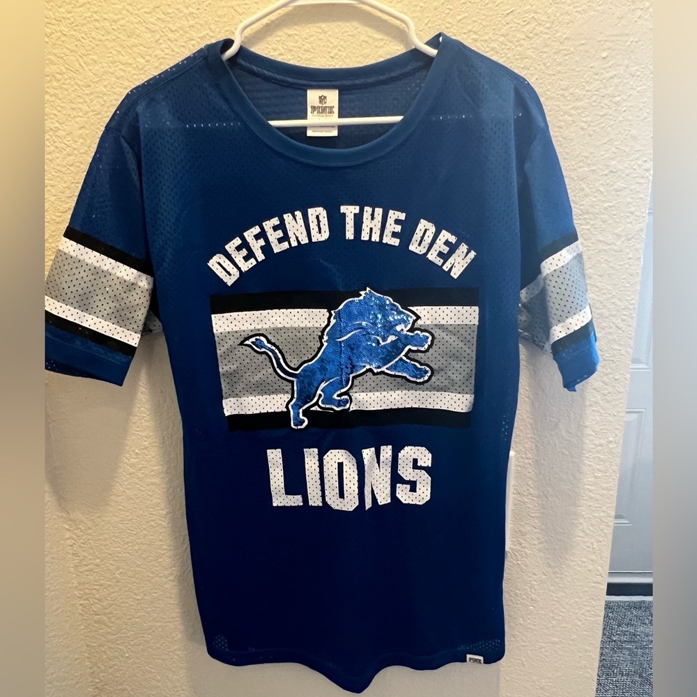 PINK NFL Collection Women’s Detroit Lions Sequin Jersey- Size Small